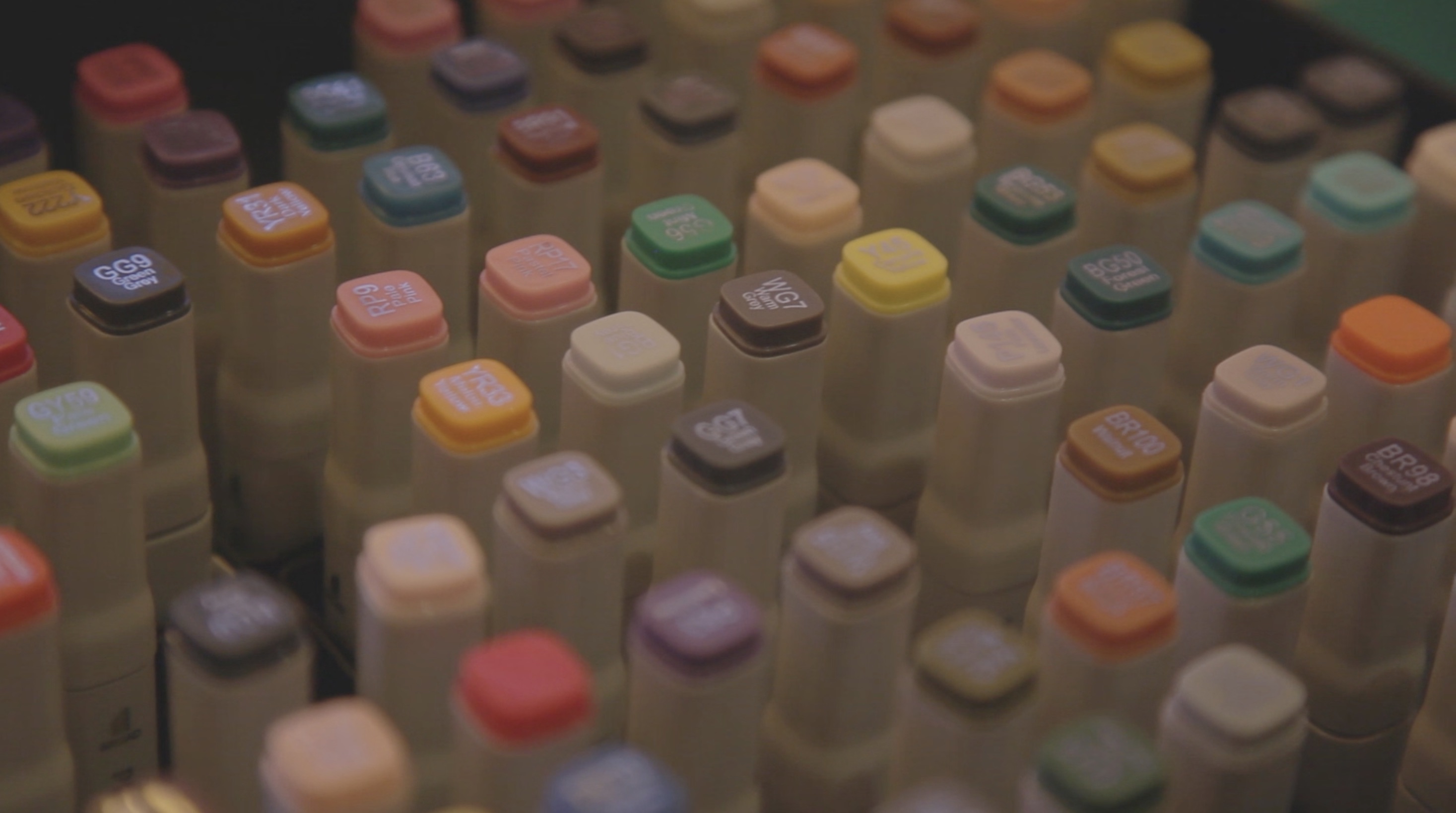 Collection de marqueurs Copic utilisés en compétition